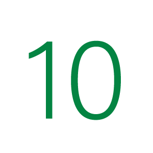 the number 10 in green