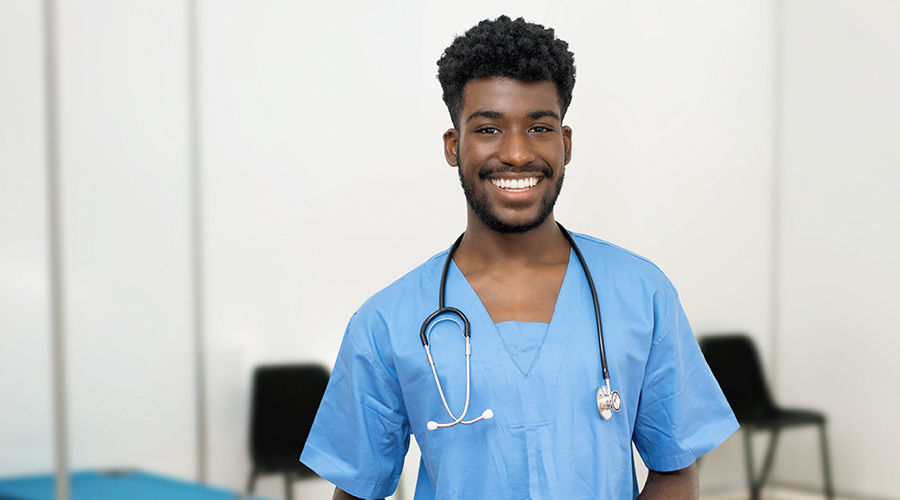 Young African American male nursing student