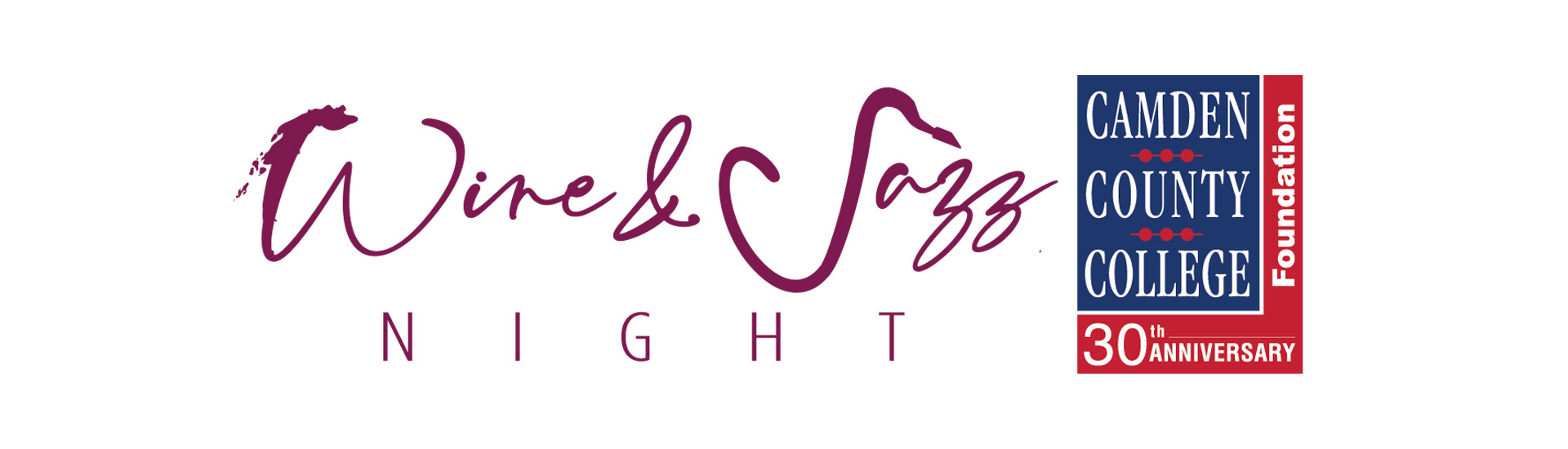 wine and jazz night - camden county colllege foundation logo